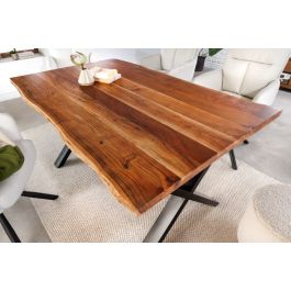 FineBuy Bijzettafel Massief Acacia-Hout en Meetal 50 x 47 x 50 cm | Tafel Woonkamer Vierkant | Tafelplein Moderne