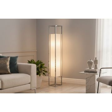 Moderne Staande Lamp Agapune 120cm Wit Zilver met Papieren Kap en Roestvrijstalen Frame - 10878