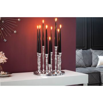 Moderne Barokke Kandelaar 30cm 9 Vlammen Zilverkleurig Gepolijst Aluminium Decoratieve Plaat - 17366