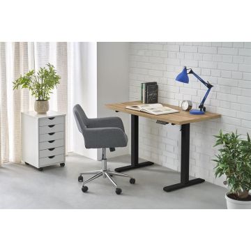 Elektrisch in Hoogte Verstelbaar Bureau B/54 Eiken Bruin / Zwart 60x120cm 