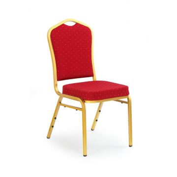 Eetkamerstoel K66 Rode Stof Goud Metalen Frame