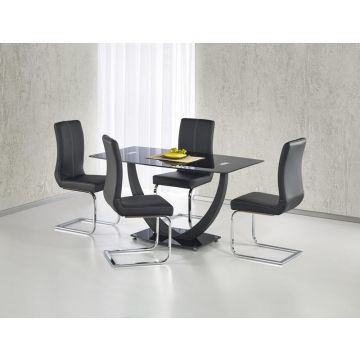 Glazen Eettafel Anton Zwart 140cm 