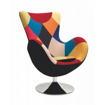 Relaxfauteuil Butterfly Patchwork Draaibaar Bontgekleurd met Chromen voet