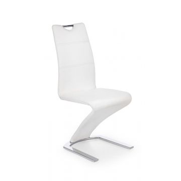 Moderne Vrijdragende Eetkamerstoel K188 Wit Eco Leer Metalen Frame