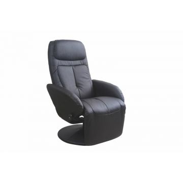 Relaxfauteuil Optima Zwart EcoLeer Draaibaar incl. handmatig Verstelbare Relaxfunctie