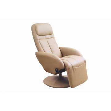 Relaxfauteuil Optima Beige EcoLeer Draaibaar incl. handmatig Verstelbare Relaxfunctie