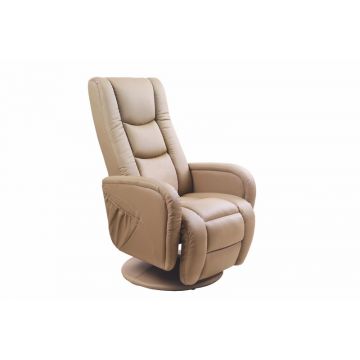Relaxfauteuil Pulsar Beige EcoLeer Verstelbaar met Massage functie