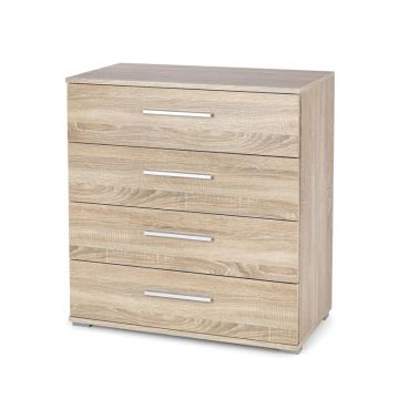 Kast Lima KM-3 Eiken Bruin 77cm commode met 3 lades