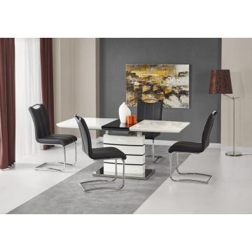 Eettafel Nord Wit/Zwart 140-180cm uitschuifbaar