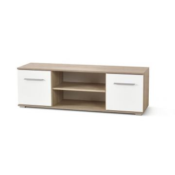 TV-meubel Lima RTV-1 Hoogglans Wit/Bruin 137cm breed Scandinavië