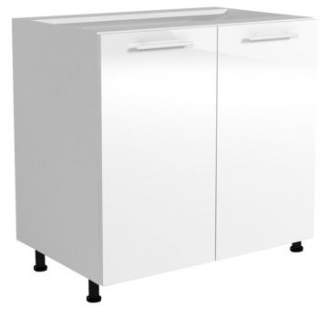 Dubbele onderkast keuken 80cm breed Wit Glans softclose met handgrepen