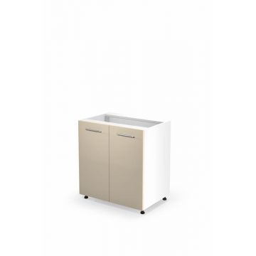 Dubbele onderkast keuken 80cm breed Licht Beige Glans softclose met handgrepen