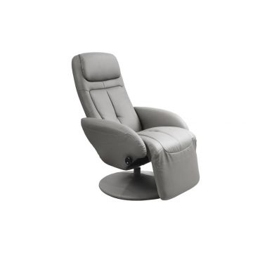 Relaxfauteuil Optima Grijs EcoLeer Draaibaar incl. handmatig Verstelbare Relaxfunctie