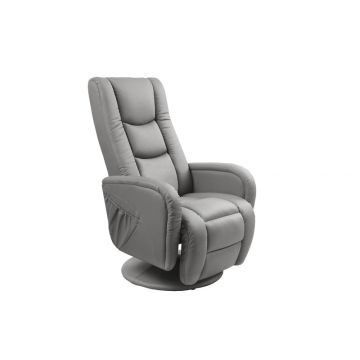 Relaxfauteuil Pulsar Grijs EcoLeer Verstelbaar met Massage functie