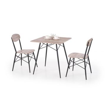 Eettafel + 2 stoelen Kabir Bruin/Zwart set 70cm