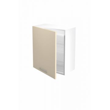 Bovenkast keuken 60x72cm Licht Beige Glans met serviesrek softclose en handgreep 