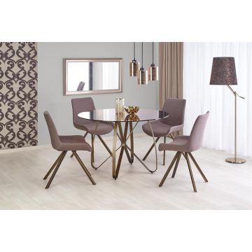 Eettafel Lungo Rond Bruin 120cm Glas