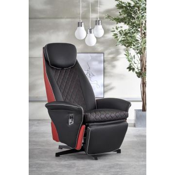 Relaxfauteuil Camaro Zwart/Rood Eco-Leer Handmatig Verstelbaar