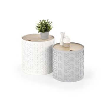 Salontafel 2-delig Rond Alba Wit/Grijs 39/35cm