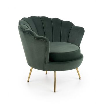 Fauteuil Amorinito Rond Groen Fluweel met Gouden poten