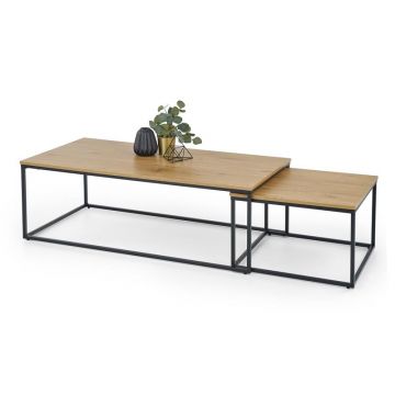 Salontafel 2-delig Alaska Eiken Bruin/Zwart 120/55cm
