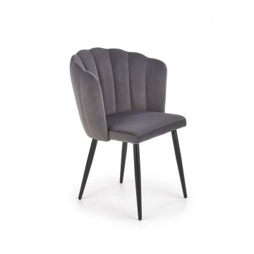 Moderne Eetkamerstoel K386 Grijs Fluweel Metaal Frame