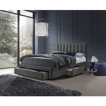 Bed Grace Grijs 160x200cm met drie ruime opberglades