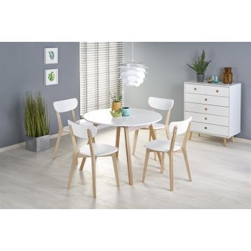 Eettafel Ruben Rond/Ovaal Wit 102-142cm uitschuifbaar