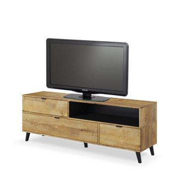 TV-meubel Nest Eiken Bruin 160cm met zwarte afwerking