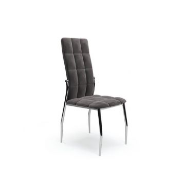 Moderne Eetkamerstoel K416 Grijs Fluweel Metaal Frame
