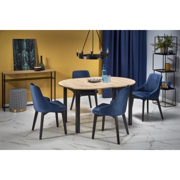 Eettafel Ringo Rond/Ovaal Eiken Bruin/Zwart 102-142cm uitschuifbaar