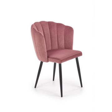 Moderne Eetkamerstoel K386 Roze Fluweel Metaal Frame