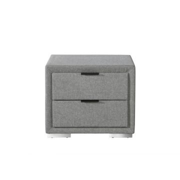 Nachtkastje Levanter Grijs stof 50cm met 2 lades