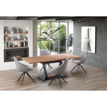 Eettafel Urbano Bruin Eiken/Zwart 160-220cm uitschuifbaar 