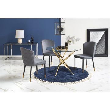 Eettafel Raymond Rond Goud 100cm Glas