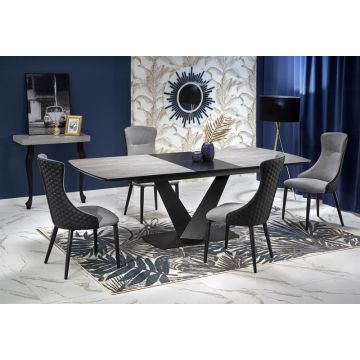 Eettafel Vinston Donker Grijs/Zwart 180-230cm uitschuifbaar