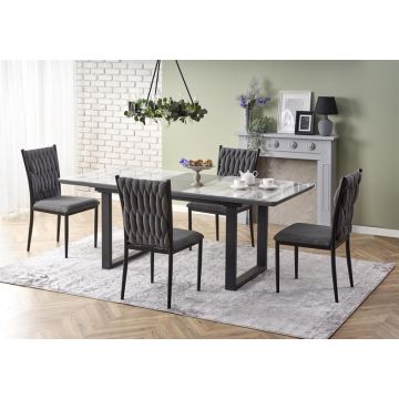 Eettafel Marley Marmer Wit/Grijs 160-200cm uitschuifbaar