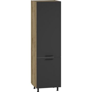 Hoge kast keuken 214cm Antraciet met legplanken voor servies/voorraad met handgrepen