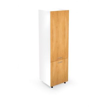 Hoge kast keuken 214cm Bruin Honing Eiken met legplanken voor servies/voorraad met handgrepen