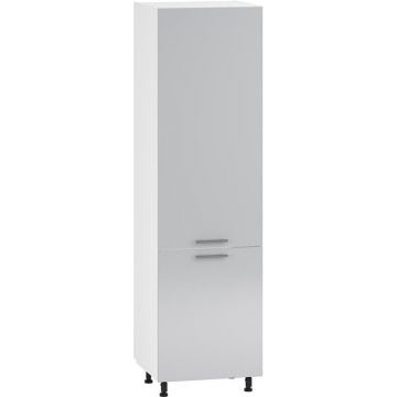 Hoge kast keuken 214cm Licht Grijs Glans met legplanken voor servies/voorraad met handgrepen