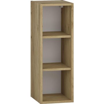 Bovenkast keuken 25x72cm Bruin Eiken open wandregaal met 3 vakken