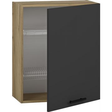 Bovenkast keuken 60x72cm Antraciet met serviesrek softclose en handgreep 