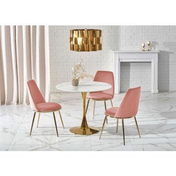Eettafel Casemiro Marmer Wit/Goud 90cm Rond