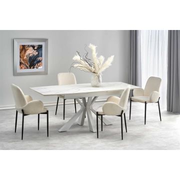 Eettafel Vivaldi Marmer Wit  160-200cm uitschuifbaar