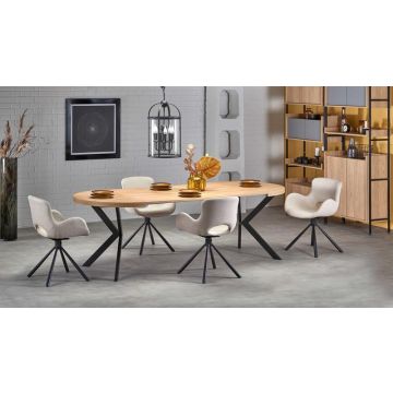 Eettafel Peroni Rond/Ovaal Eiken Bruin/Zwart 100-250cm uitschuifbaar