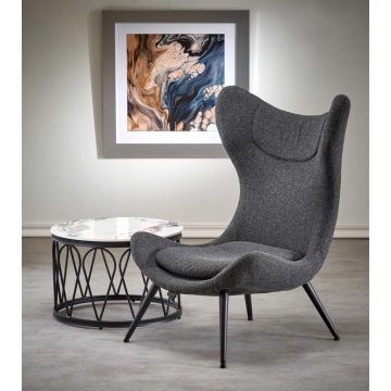 Oorfauteuil Atlantis Grijs/Zwart Stof Modern