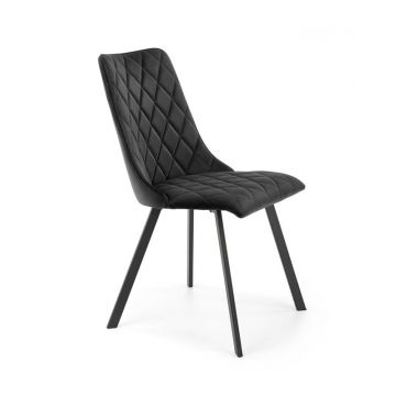 Moderne Eetkamerstoel K450 Zwart Fluweel Metaal Frame
