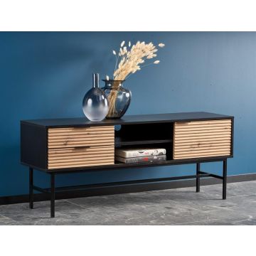 TV-meubel Murano Eiken Bruin/Zwart 150cm modern met 2 lades