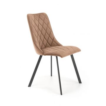 Moderne Eetkamerstoel K450 Beige Fluweel Metaal Frame