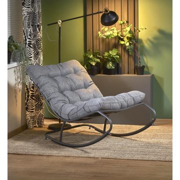 Schommelstoel Fauteuil Gatto Zwart/Grijs Stof Indoor & Outdoor Relax Stoel